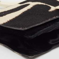 Yves Saint Laurent Black/White Zebra Print Calfhair and Leather Mombasa Double Bag
