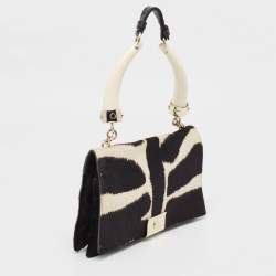 Yves Saint Laurent Black/White Zebra Print Calfhair and Leather Mombasa Double Bag