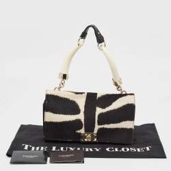 Yves Saint Laurent Black/White Zebra Print Calfhair and Leather Mombasa Double Bag