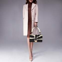 Yves Saint Laurent Black/White Zebra Print Calfhair and Leather Mombasa Double Bag