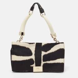 Yves Saint Laurent Black/White Zebra Print Calfhair and Leather Mombasa Double Bag