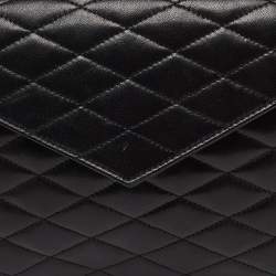 Pre Owned Saint Laurent Black Quilted Leather Envelope Pouch