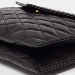 Pre Owned Saint Laurent Black Quilted Leather Envelope Pouch