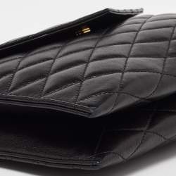 Pre Owned Saint Laurent Black Quilted Leather Envelope Pouch