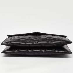 Pre Owned Saint Laurent Black Quilted Leather Envelope Pouch