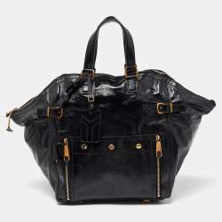 Yves Saint Laurent Black Patent Leather Large Downtown Tote