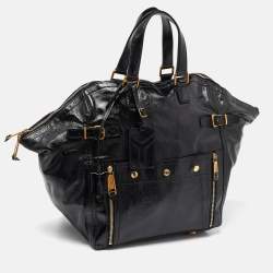 Yves Saint Laurent Black Patent Leather Large Downtown Tote