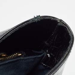 Pre Owned Yves Saint Laurent Black Croc Embossed Patent Leather Sac Palma Tote