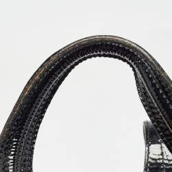 Pre Owned Yves Saint Laurent Black Croc Embossed Patent Leather Sac Palma Tote