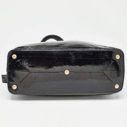 Pre Owned Yves Saint Laurent Black Croc Embossed Patent Leather Sac Palma Tote