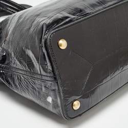 Pre Owned Yves Saint Laurent Black Croc Embossed Patent Leather Sac Palma Tote