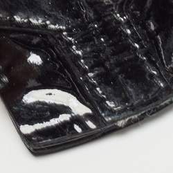 Pre Owned Yves Saint Laurent Black Croc Embossed Patent Leather Sac Palma Tote