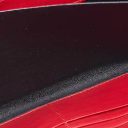 Pre Owned Saint Laurent Red Leather Monogram Zip Around Wallet