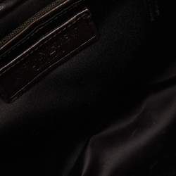 Pre Owned Yves Saint Laurent Dark Brown Suede, Leather and Mink Fur Studded Flap Hobo