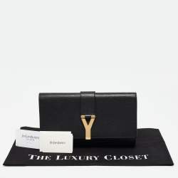 Pre Owned حقيبة كلتش إيف سان لوران تشيك جلد مجعد وردي ميتاليك كبيرة