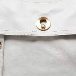 Pre Owned Yves Saint Laurent White/Brown Leather and Suede Large Muse Two Top Handle Bag