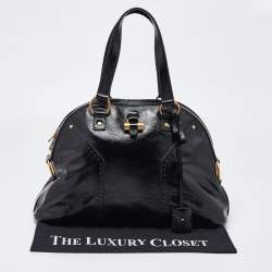 Yves Saint Laurent Black Patent Leather Large Muse Satchel