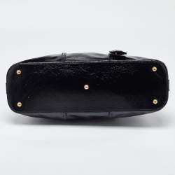 Yves Saint Laurent Black Patent Leather Large Muse Satchel