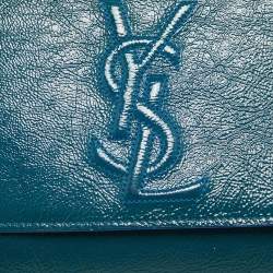 مملوكة مسبقًا Yves Saint Laurent Teal Patent Leather Belle De Jour Flap Clutch