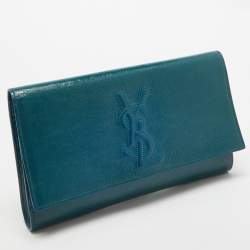 مملوكة مسبقًا Yves Saint Laurent Teal Patent Leather Belle De Jour Flap Clutch