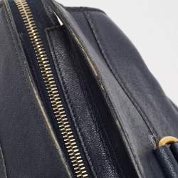 Pre Owned Yves Saint Laurent Navy Blue Leather Medium Cabas Chyc Tote