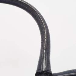 Pre Owned Yves Saint Laurent Navy Blue Leather Medium Cabas Chyc Tote