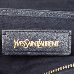 Pre Owned Yves Saint Laurent Navy Blue Leather Medium Cabas Chyc Tote