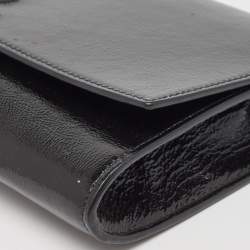 مملوكة مسبقًا حقيبة كلتش سان لوران باريس بيل دي جور جلد لامع أخضر بقلاب