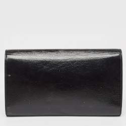 مملوكة مسبقًا حقيبة كلتش سان لوران باريس بيل دي جور جلد لامع أخضر بقلاب