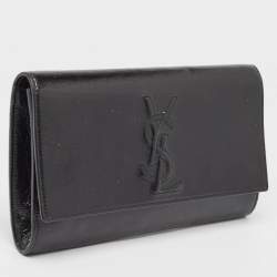 مملوكة مسبقًا حقيبة كلتش سان لوران باريس بيل دي جور جلد لامع أخضر بقلاب