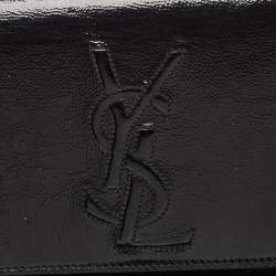 مملوكة مسبقًا حقيبة كلتش سان لوران باريس بيل دي جور جلد لامع أخضر بقلاب