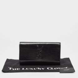 مملوكة مسبقًا حقيبة كلتش سان لوران باريس بيل دي جور جلد لامع أخضر بقلاب