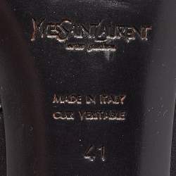 مملوكة مسبقًا Yves Saint Laurent Black Leather Zip Up Boots Size 41