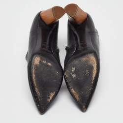 مملوكة مسبقًا Yves Saint Laurent Black Leather Zip Up Boots Size 41