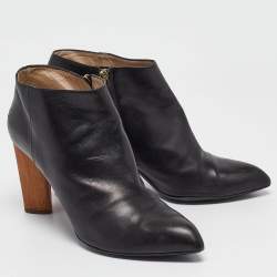 مملوكة مسبقًا Yves Saint Laurent Black Leather Zip Up Boots Size 41