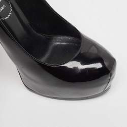 Pre Owned حذاء كعب عالي إيف سان لوران تر يبوتو جلد لامع أسود مقاس 36