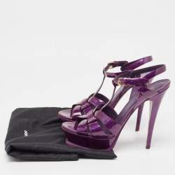 Yves Saint Laurent Purple Patent Leather Tribute Sandals Size 38.5