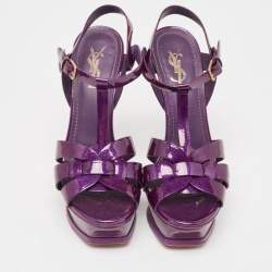 Yves Saint Laurent Purple Patent Leather Tribute Sandals Size 38.5