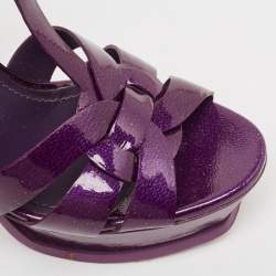 Yves Saint Laurent Purple Patent Leather Tribute Sandals Size 38.5