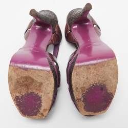 مملوكة مسبقًا Yves Saint Laurent Purple Leather Tribute Sandals Size 37