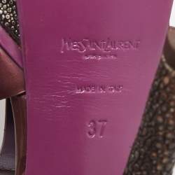 مملوكة مسبقًا Yves Saint Laurent Purple Leather Tribute Sandals Size 37