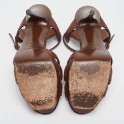 مملوكة مسبقًا Yves Saint Laurent Brown Leather Tribute Sandals Size 40