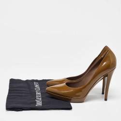 Pre Owned Yves Saint Laurent Brown Patent Leather Pointed Toe Pumps Size 38