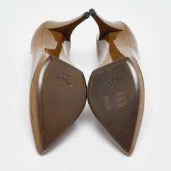 Pre Owned Yves Saint Laurent Brown Patent Leather Pointed Toe Pumps Size 38