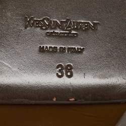 Pre Owned Yves Saint Laurent Brown Patent Leather Pointed Toe Pumps Size 38