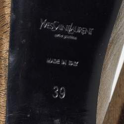 Pre Owned Yves Saint Laurent Gold Leather Tribtoo Platform Pumps Size 39