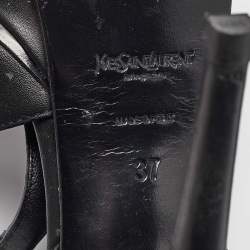 Pre Owned Yves Saint Laurent Black Leather Tribute Sandals Size 37