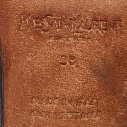 Pre Owned Yves Saint Laurent Burgundy Leather Slide Sandals 38