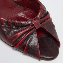 Pre Owned Yves Saint Laurent Burgundy Leather Slide Sandals 38