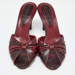Pre Owned Yves Saint Laurent Burgundy Leather Slide Sandals 38